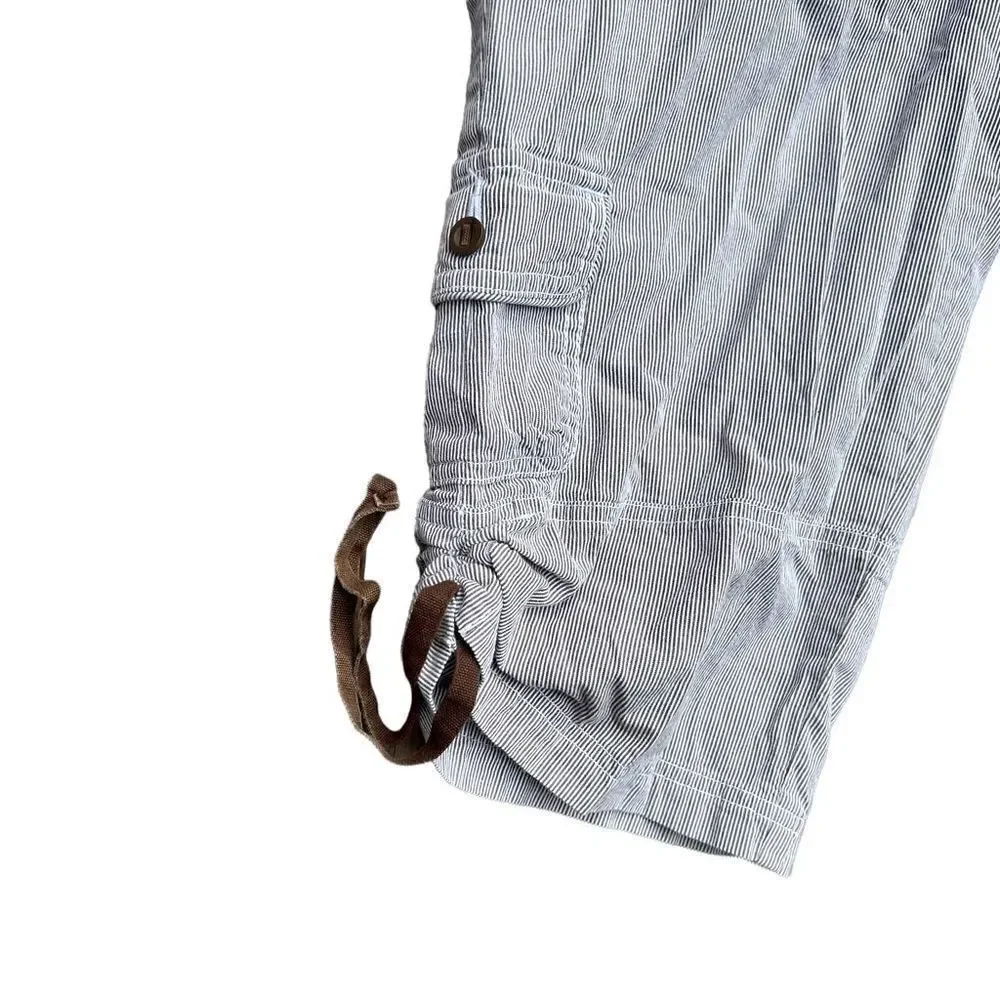 EDDIE BAUER Grey & White Striped Cropped Pants Size 6